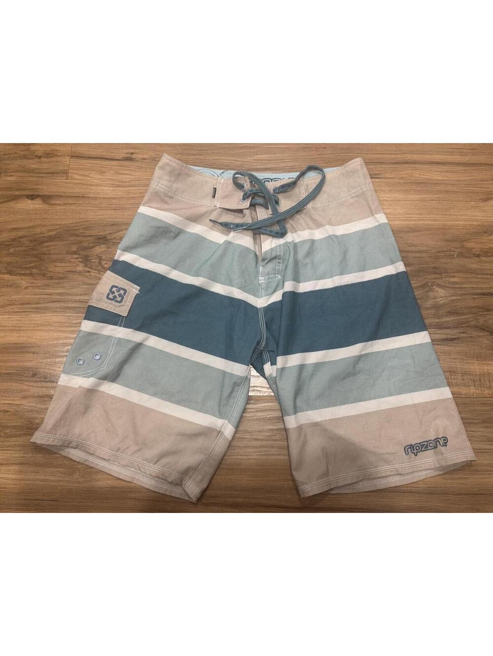 Ripzone Four Stretch Board Shorts Mens Size 30 Blue Striped Surf Swim